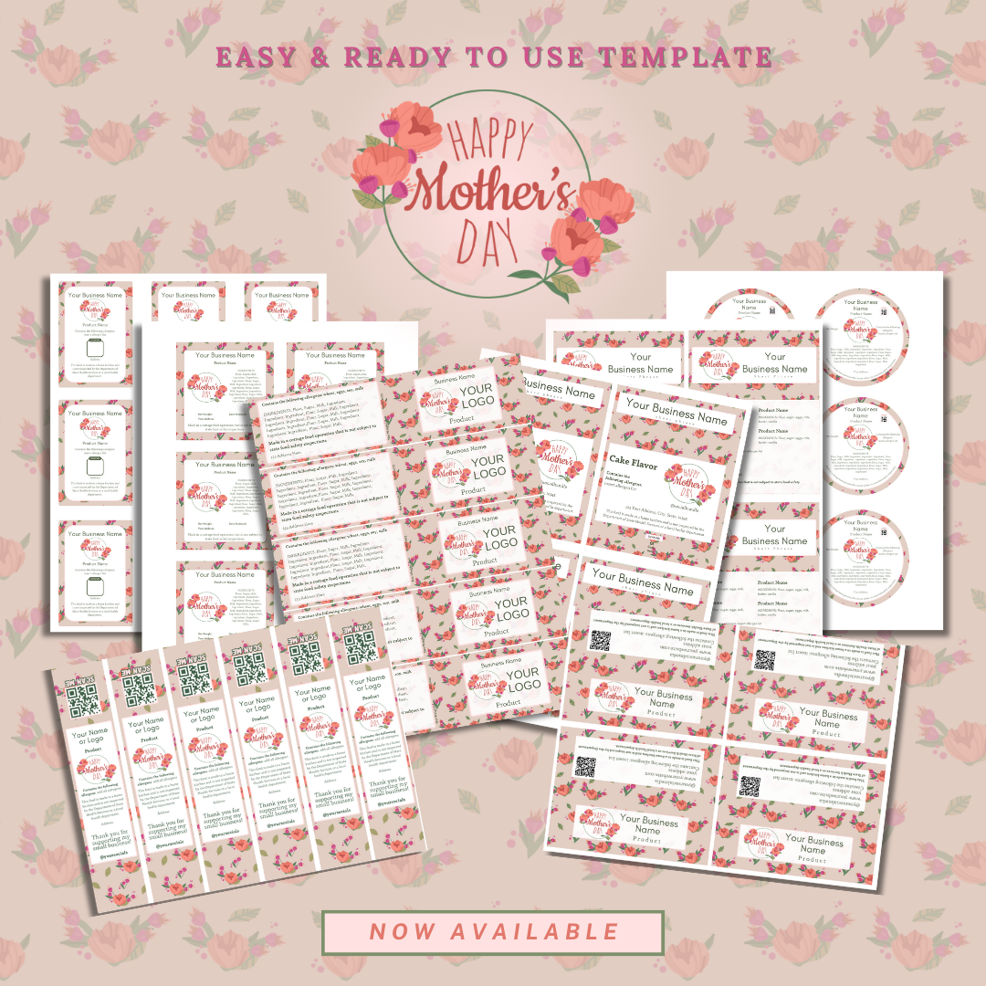 FLOWERS FOR MOM Label Template Bundle